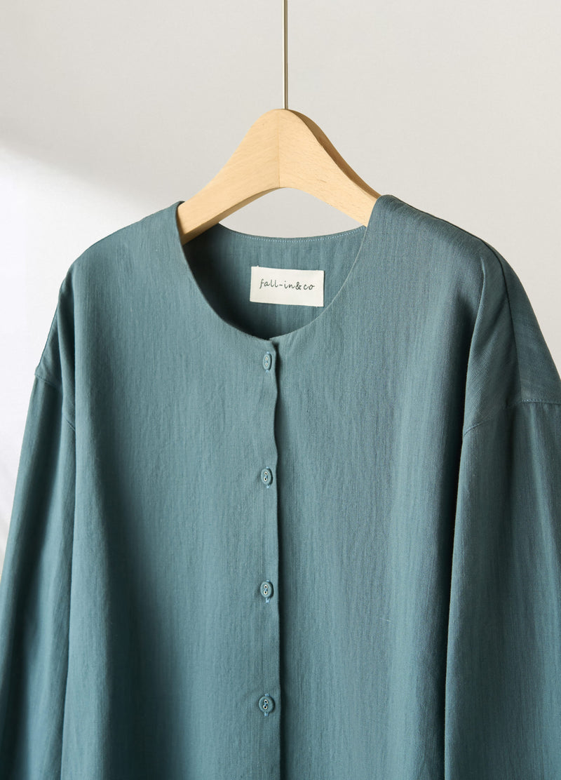 值得信賴的一件長袖襯衫上衣亞麻混紡 240923