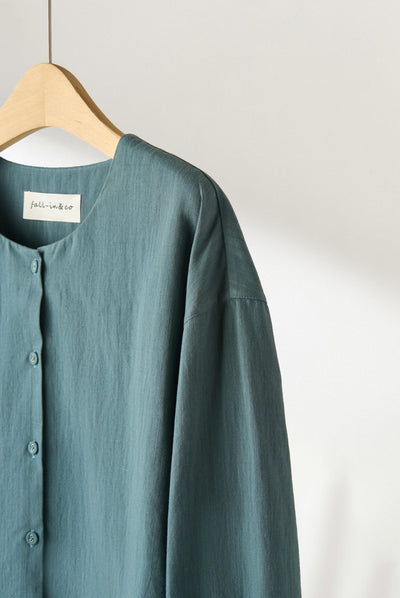 值得信賴的一件長袖襯衫上衣亞麻混紡 240923