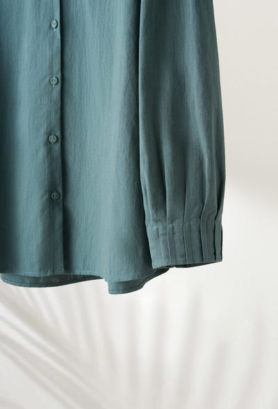 值得信賴的一件長袖襯衫上衣亞麻混紡 240923