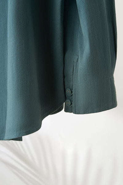 值得信賴的一件長袖襯衫上衣亞麻混紡 240923