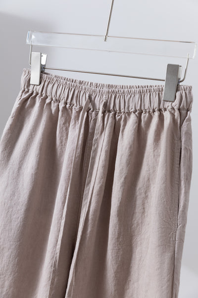 【季節を超えて愛用】高級厚手リネン ワイドストレートパンツ　ロングパンツ　250905