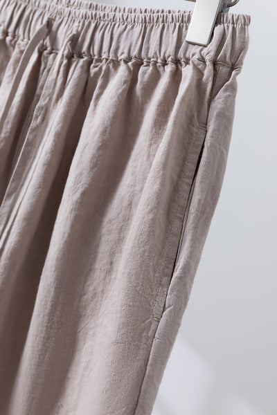 【季節を超えて愛用】高級厚手リネン ワイドストレートパンツ　ロングパンツ　250905