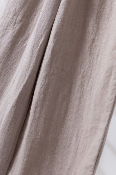 【季節を超えて愛用】高級厚手リネン ワイドストレートパンツ　ロングパンツ　250905