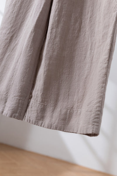 【季節を超えて愛用】高級厚手リネン ワイドストレートパンツ　ロングパンツ　250905