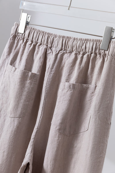【季節を超えて愛用】高級厚手リネン ワイドストレートパンツ　ロングパンツ　250905