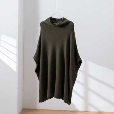 上質な温もりと自由なスタイリングを演出　ウールセーター ケープ風ニット　カシミヤセーター　251125