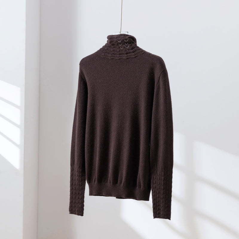 温かさと上質さを兼ね備えた、冬の必須タートルネックニット　ウールニット　セーター　四色　251110