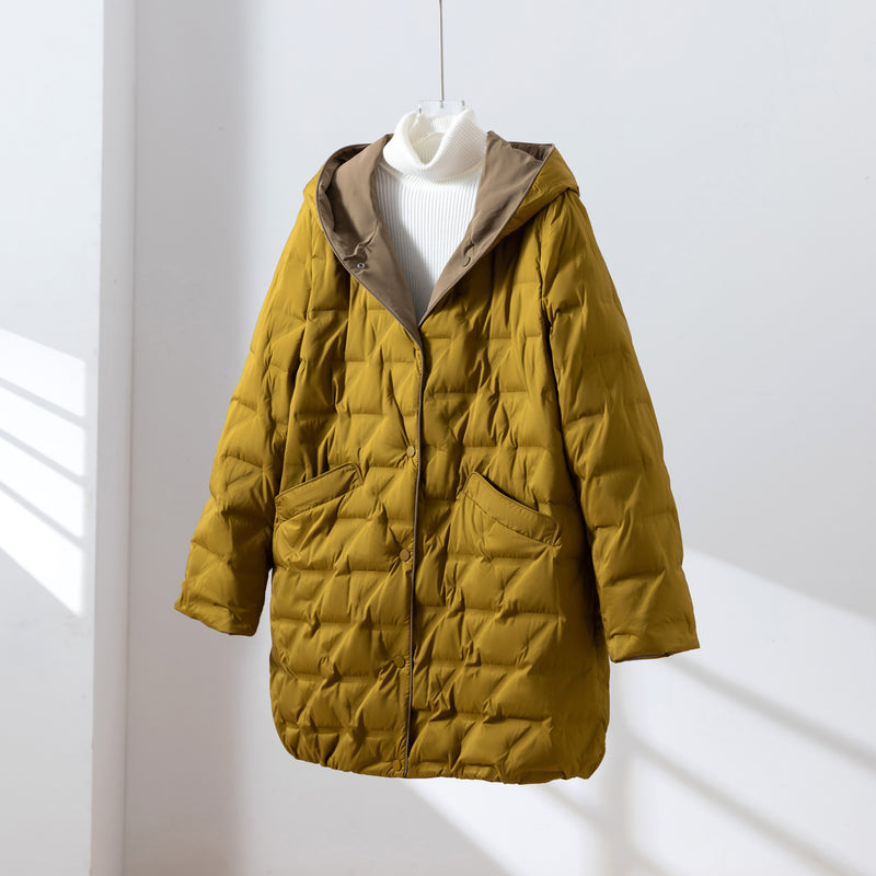 1枚で2つの魅力！ふんわりショールカラー　リバーシブルダウン　ダウンコート　 251108