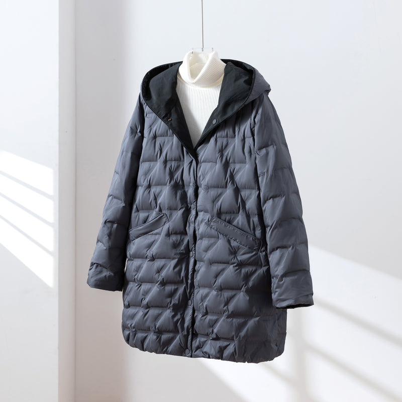 1枚で2つの魅力！ふんわりショールカラー　リバーシブルダウン　ダウンコート　 251108