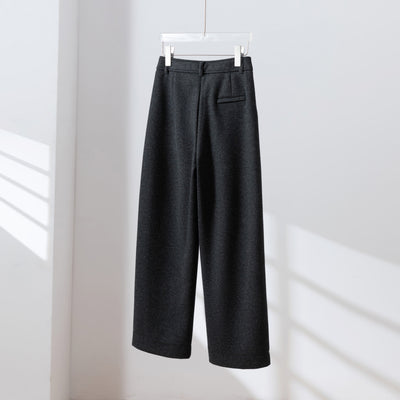 機能性とデザイン性を兼ね備えた、秋冬ワイドパンツ　ボンディング素材パンツ　ダークグレー251117-1