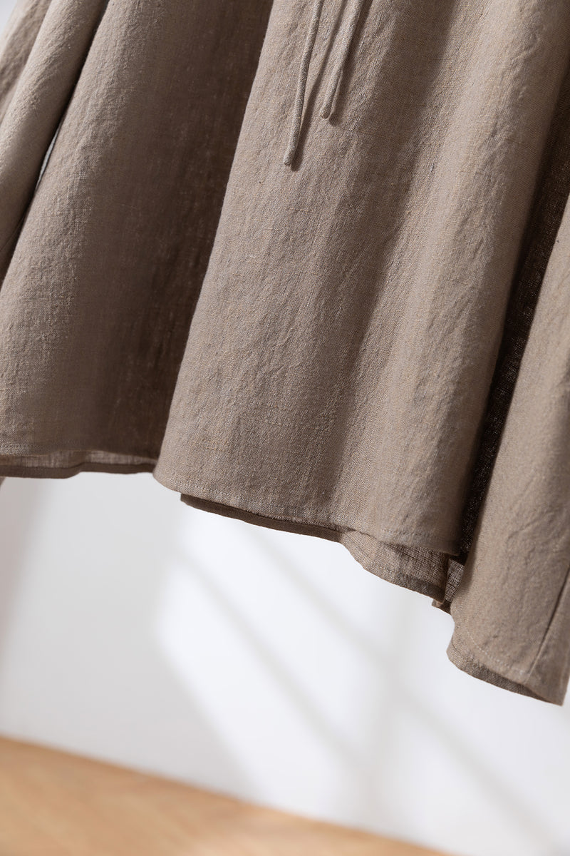 ハンドメイド感たっぷりのチュックドブラウス　 リネン100％　リネンブラウス ピンク　250810