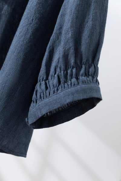 ハンドメイド感たっぷりのチュックドブラウス　 リネン100％　リネンブラウス ピンク　250810