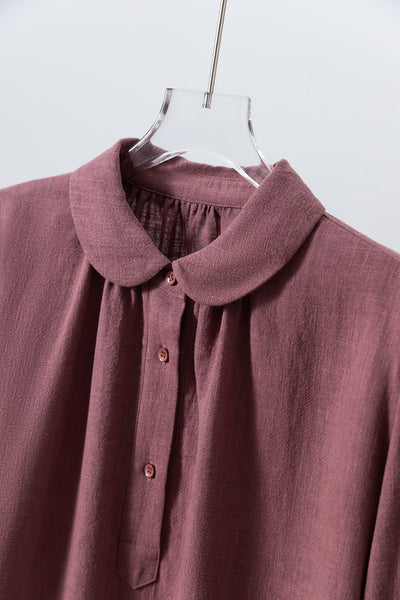 Create a sophisticated and cute look for adults. Round collar dress, long dress, linen dress 250918