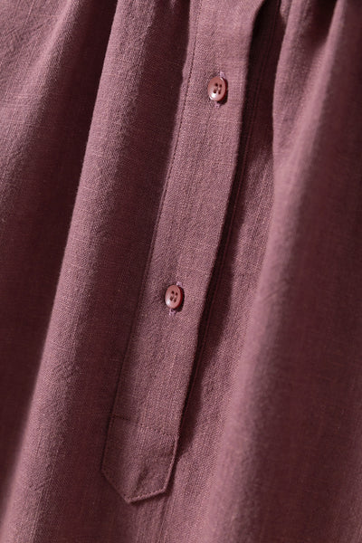 Create a sophisticated and cute look for adults. Round collar dress, long dress, linen dress 250918