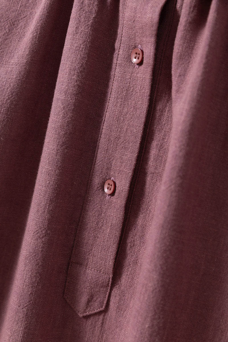 Create a sophisticated and cute look for adults. Round collar dress, long dress, linen dress 250918