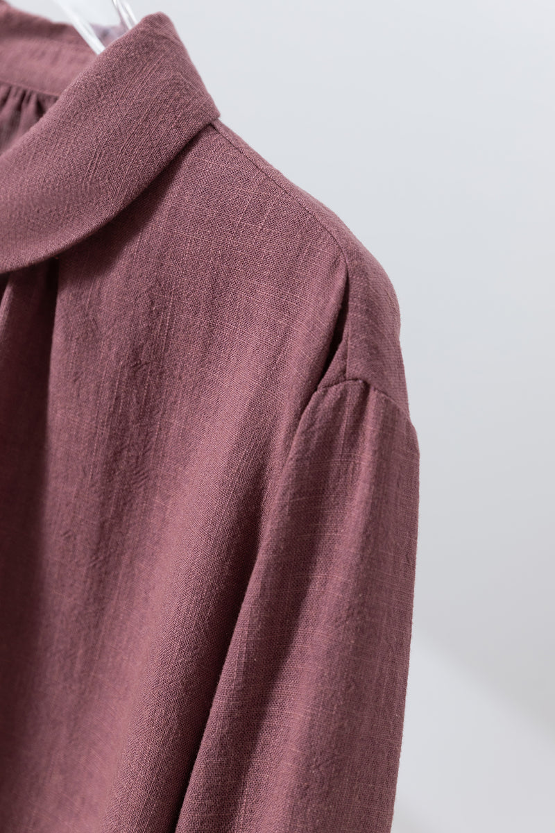 Create a sophisticated and cute look for adults. Round collar dress, long dress, linen dress 250918