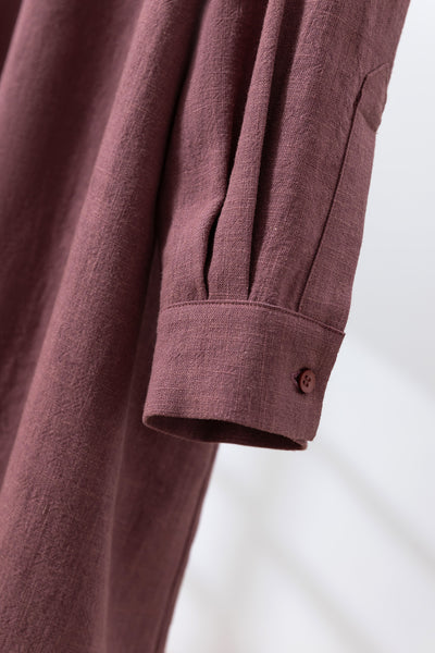 Create a sophisticated and cute look for adults. Round collar dress, long dress, linen dress 250918