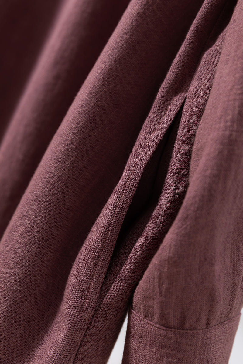 Create a sophisticated and cute look for adults. Round collar dress, long dress, linen dress 250918