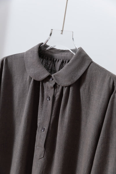 Create a sophisticated and cute look for adults. Round collar dress, long dress, linen dress 250918