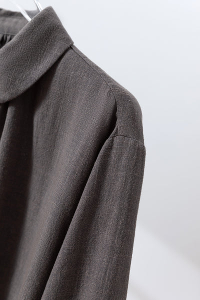 Create a sophisticated and cute look for adults. Round collar dress, long dress, linen dress 250918