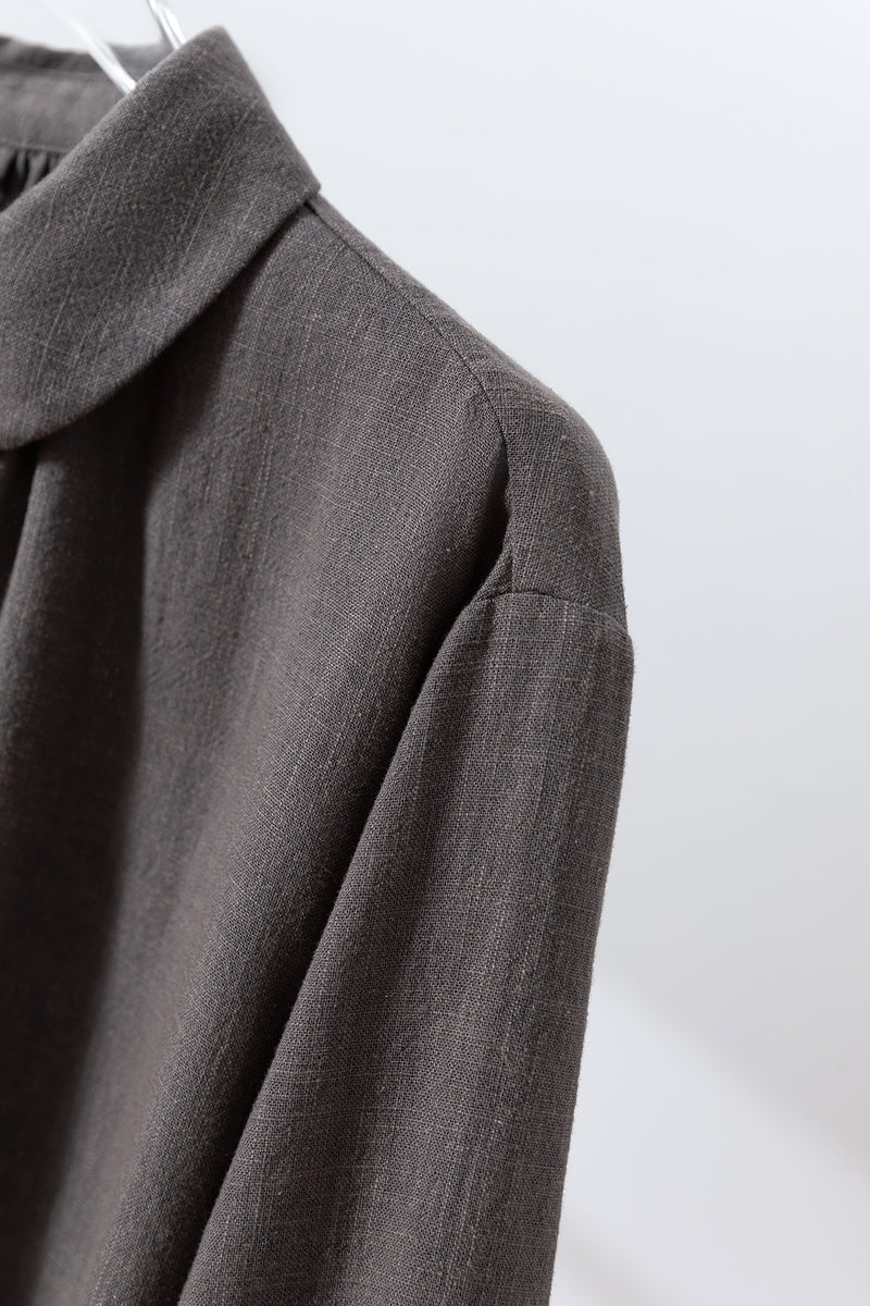 Create a sophisticated and cute look for adults. Round collar dress, long dress, linen dress 250918