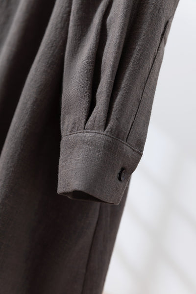 Create a sophisticated and cute look for adults. Round collar dress, long dress, linen dress 250918