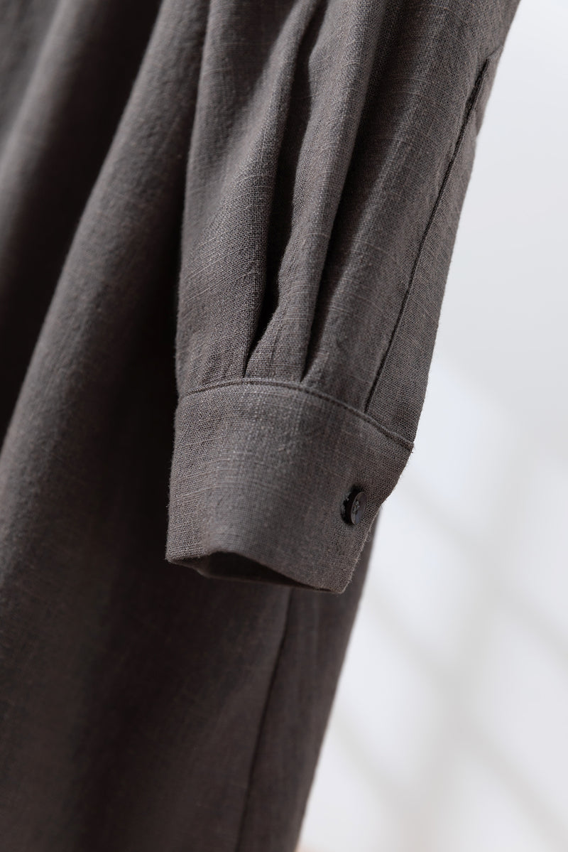 Create a sophisticated and cute look for adults. Round collar dress, long dress, linen dress 250918