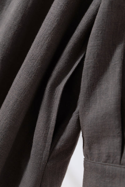 Create a sophisticated and cute look for adults. Round collar dress, long dress, linen dress 250918