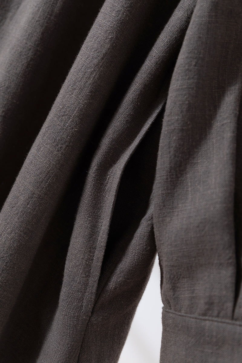 Create a sophisticated and cute look for adults. Round collar dress, long dress, linen dress 250918