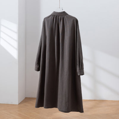 Create a sophisticated and cute look for adults. Round collar dress, long dress, linen dress 250918