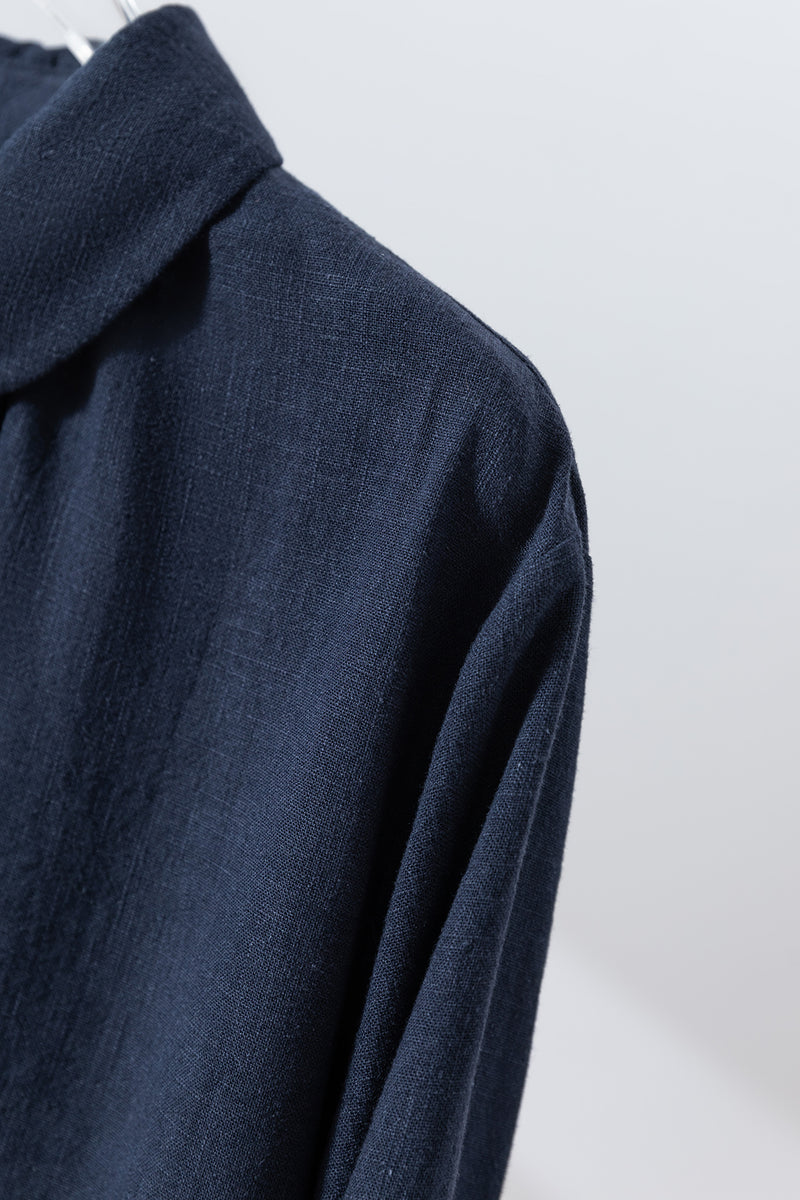 Create a sophisticated and cute look for adults. Round collar dress, long dress, linen dress 250918