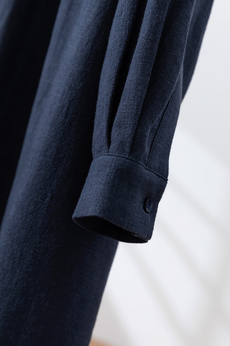 Create a sophisticated and cute look for adults. Round collar dress, long dress, linen dress 250918