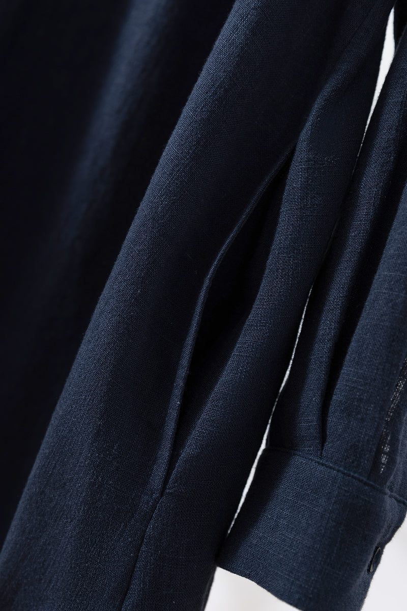 Create a sophisticated and cute look for adults. Round collar dress, long dress, linen dress 250918