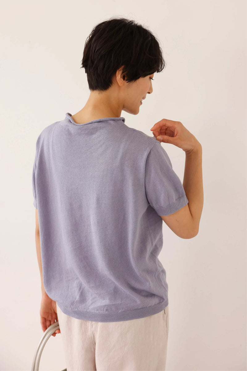 夏の定番に！涼やか着回しニット　リネン コットン半袖トップス　250704