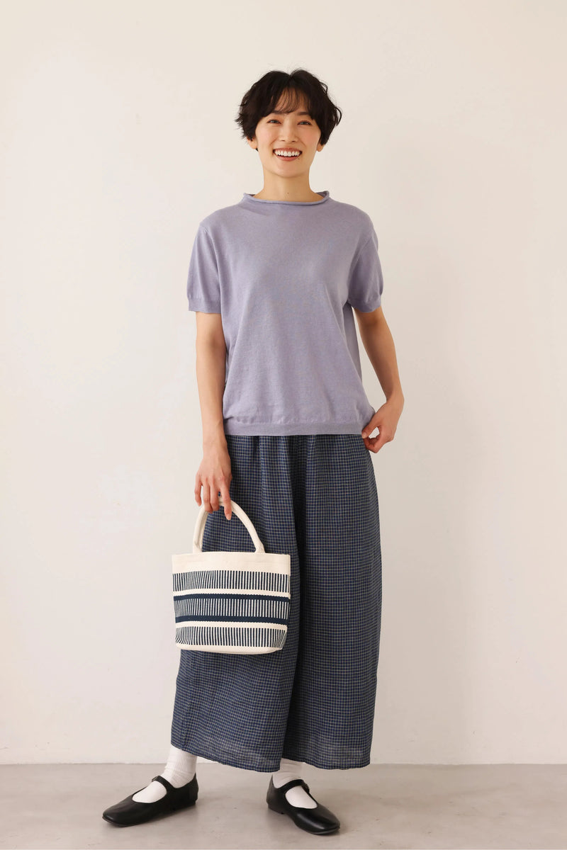 夏の定番に！涼やか着回しニット　リネン コットン半袖トップス　250704