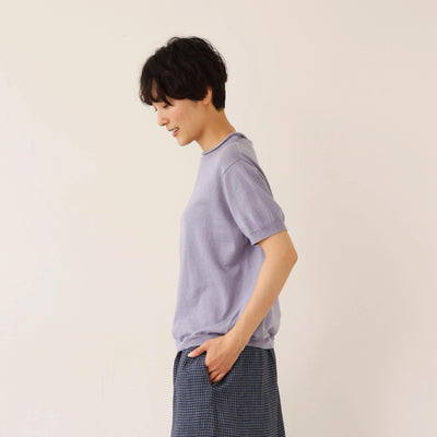 夏の定番に！涼やか着回しニット　リネン コットン半袖トップス　250704