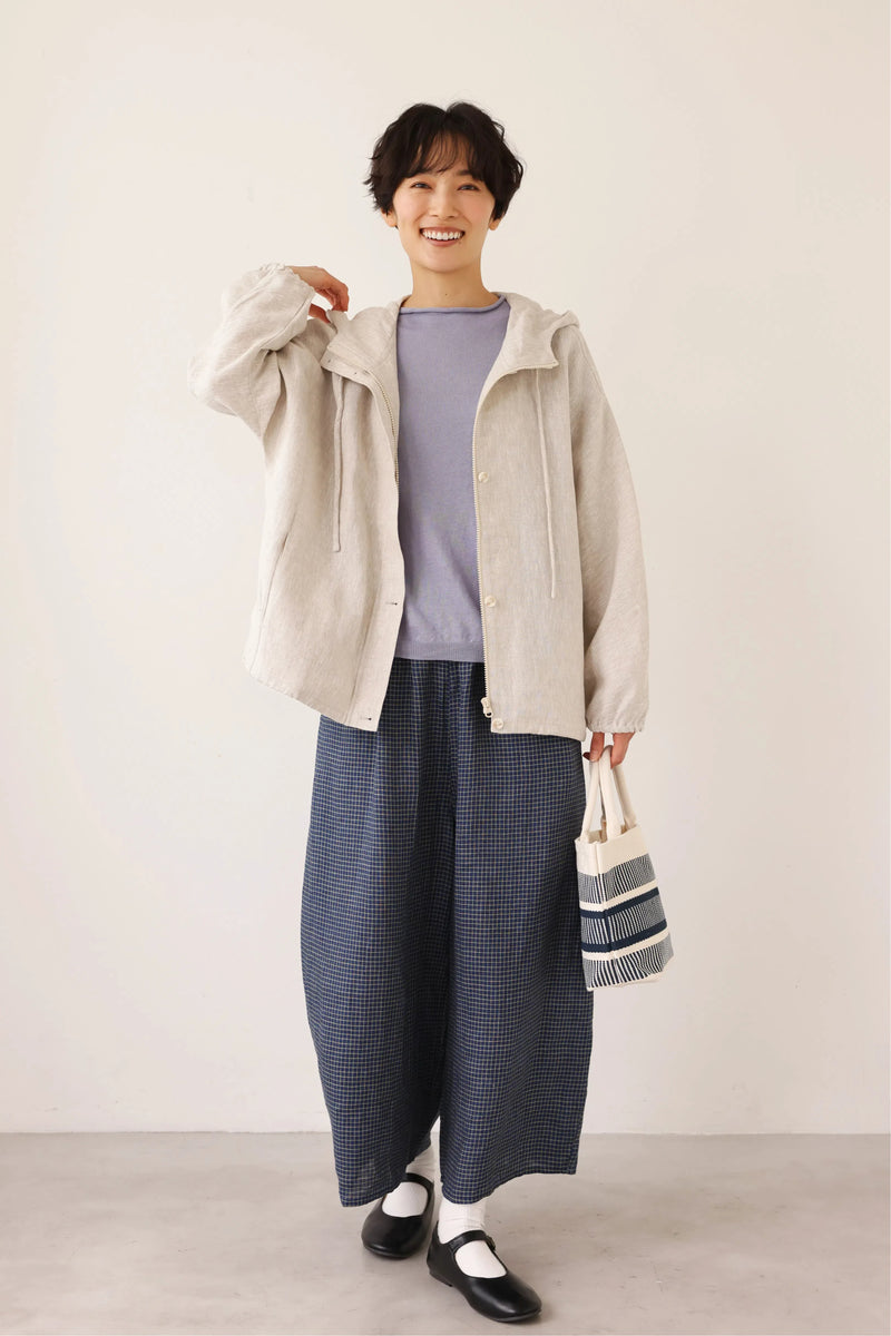 着る人を選ばない、長く愛用できる一枚 リネン100% フード付きブルゾン 秋冬アウター　250902