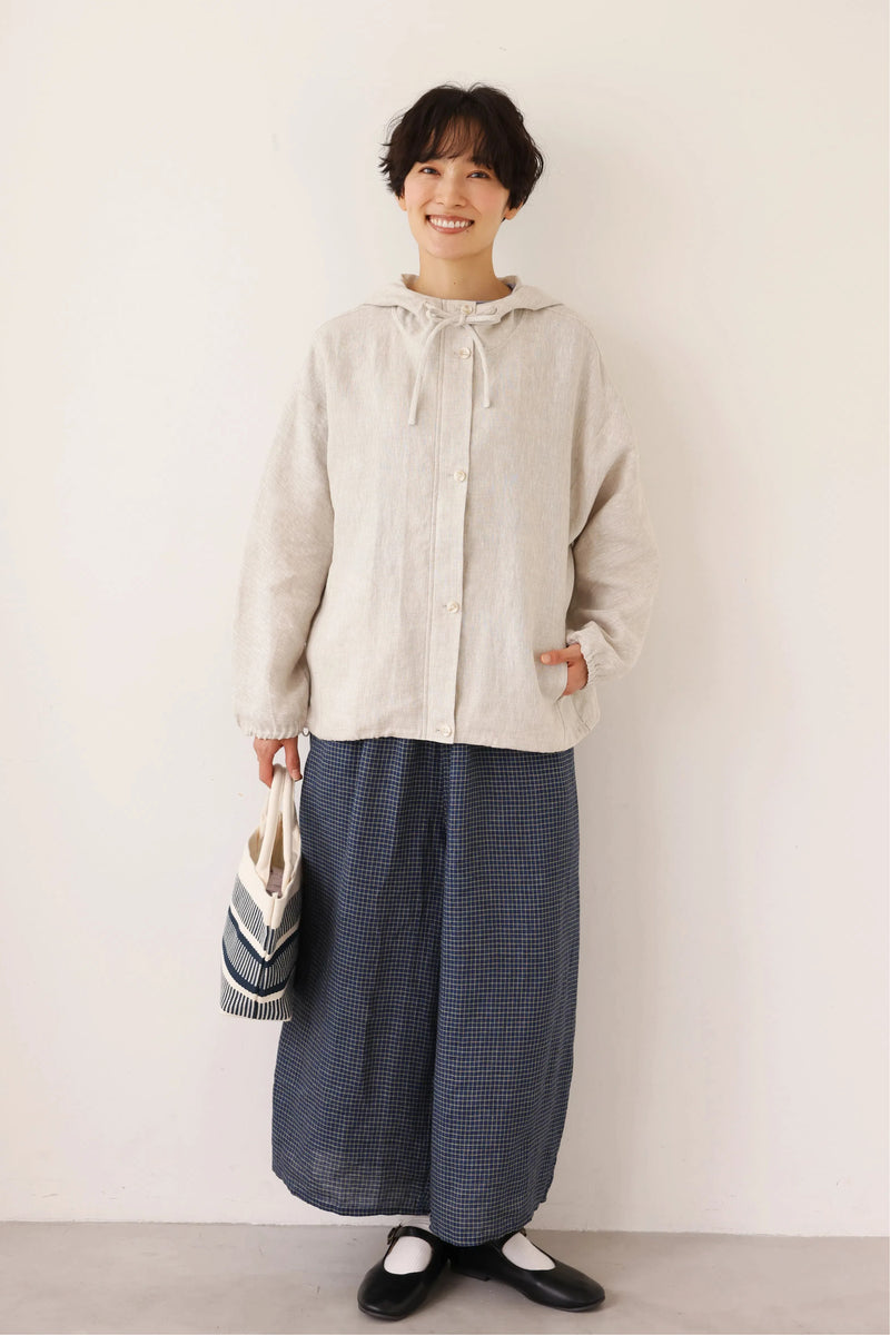 着る人を選ばない、長く愛用できる一枚 リネン100% フード付きブルゾン 秋冬アウター　250902