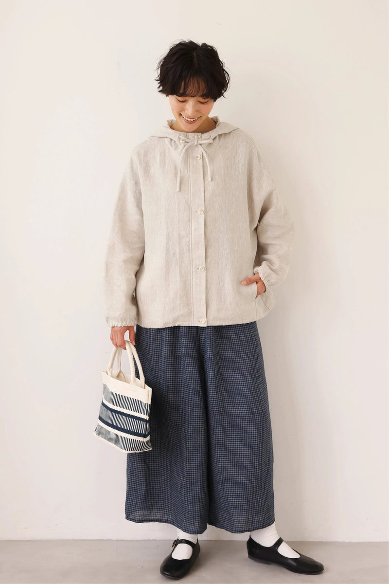 着る人を選ばない、長く愛用できる一枚 リネン100% フード付きブルゾン 秋冬アウター　250902