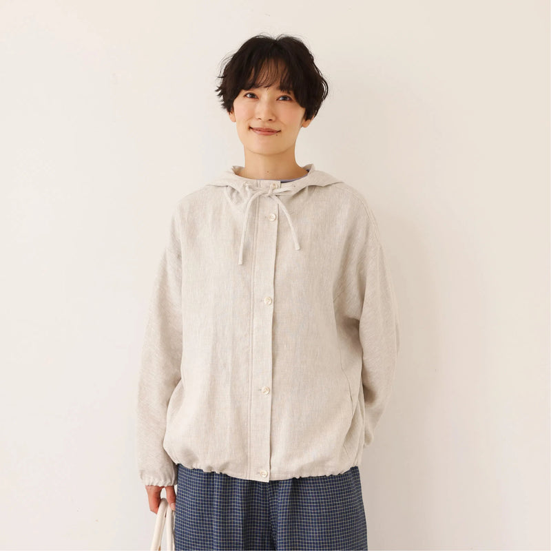 着る人を選ばない、長く愛用できる一枚 リネン100% フード付きブルゾン 秋冬アウター　250902