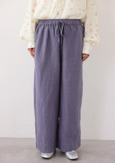 【季節を超えて愛用】高級厚手リネン ワイドストレートパンツ　ロングパンツ　250905