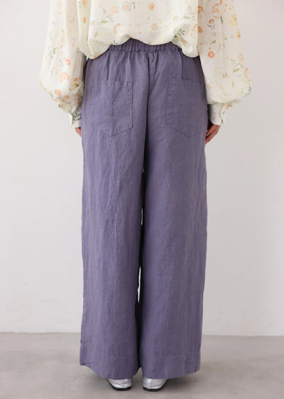 【季節を超えて愛用】高級厚手リネン ワイドストレートパンツ　ロングパンツ　250905