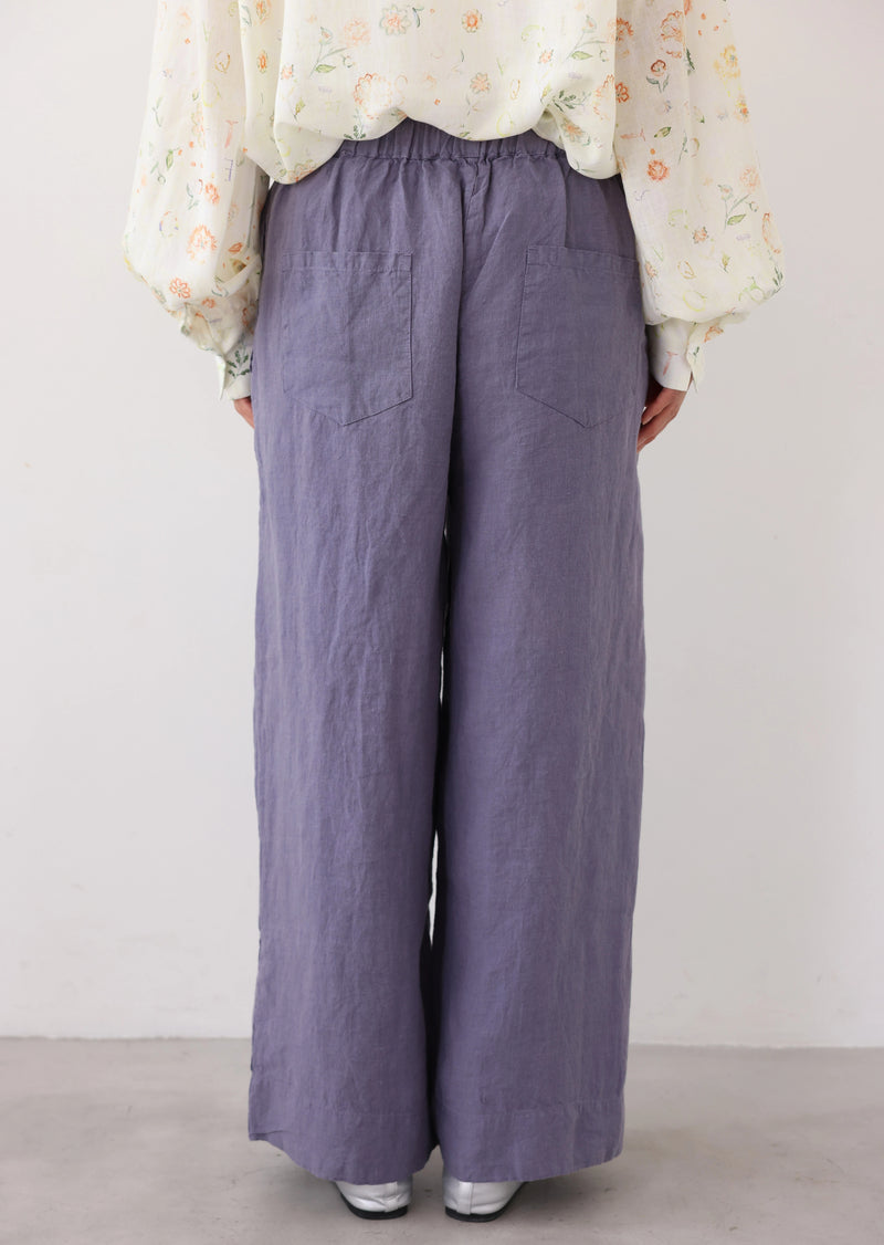 【季節を超えて愛用】高級厚手リネン ワイドストレートパンツ　ロングパンツ　250905