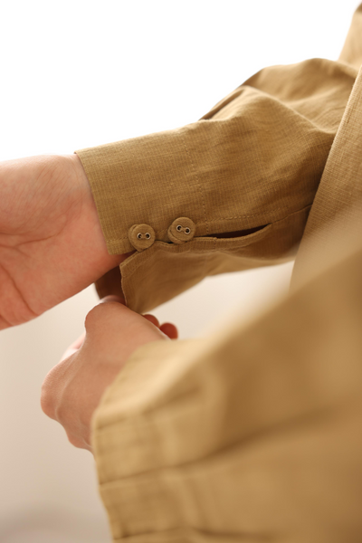 值得信賴的一件長袖襯衫上衣亞麻混紡 240923