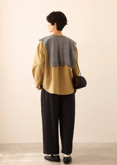 值得信賴的一件長袖襯衫上衣亞麻混紡 240923