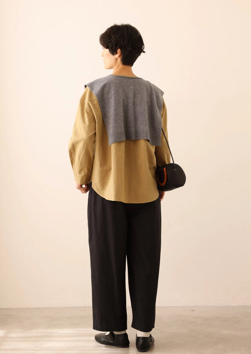 值得信賴的一件長袖襯衫上衣亞麻混紡 240923