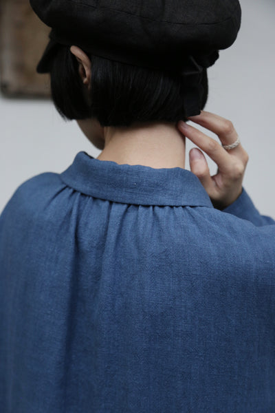 Create a sophisticated and cute look for adults. Round collar dress, long dress, linen dress 250918