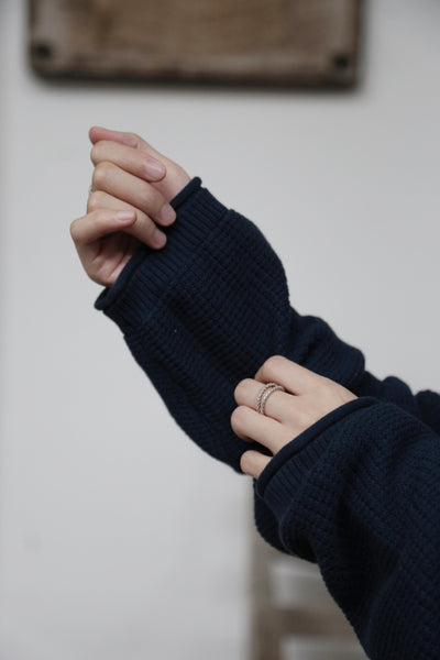 季節の移り変わりに寄り添う　コットン100％カーディガン　ニット　紺色 250917-2