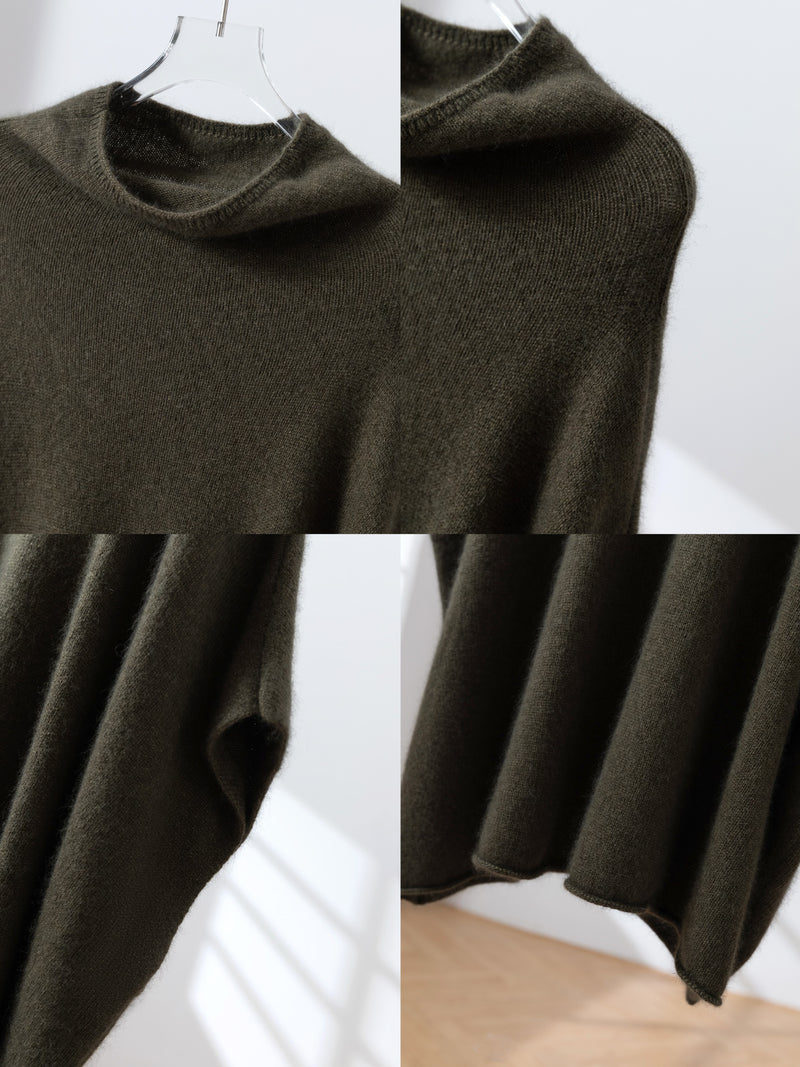 上質な温もりと自由なスタイリングを演出　ウールセーター ケープ風ニット　カシミヤセーター　251125