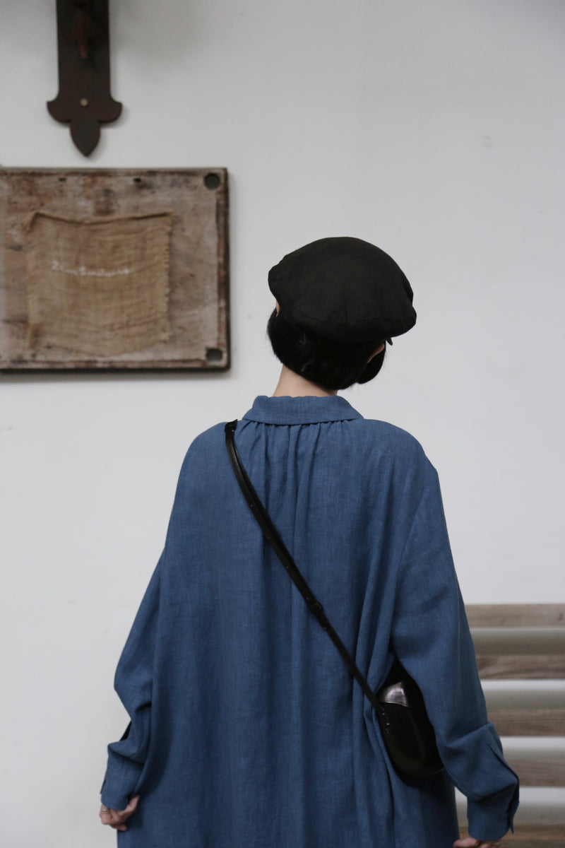 Create a sophisticated and cute look for adults. Round collar dress, long dress, linen dress 250918